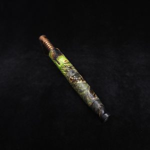 This image portrays High Class-Knurled XL Dynavap Stem/Cosmic Burl Hybrid + Matching Mouthpiece by Dovetail Woodwork.
