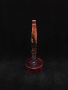 This image portrays High Class-Knurled XL Dynavap Stem/Manzanita Burl Hybrid + Matching Mouthpiece by Dovetail Woodwork.