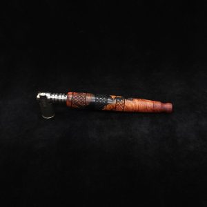 This image portrays High Class-Knurled XL Dynavap Stem/Manzanita Burl Hybrid + Matching Mouthpiece by Dovetail Woodwork.