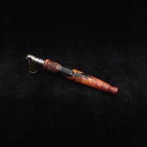 This image portrays High Class-Knurled XL Dynavap Stem/Manzanita Burl Hybrid + Matching Mouthpiece by Dovetail Woodwork.