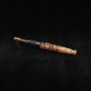 This image portrays Limited Run-Knurled XL Dynavap Stem/Burl Hybrid + Matching Mouthpiece by Dovetail Woodwork.