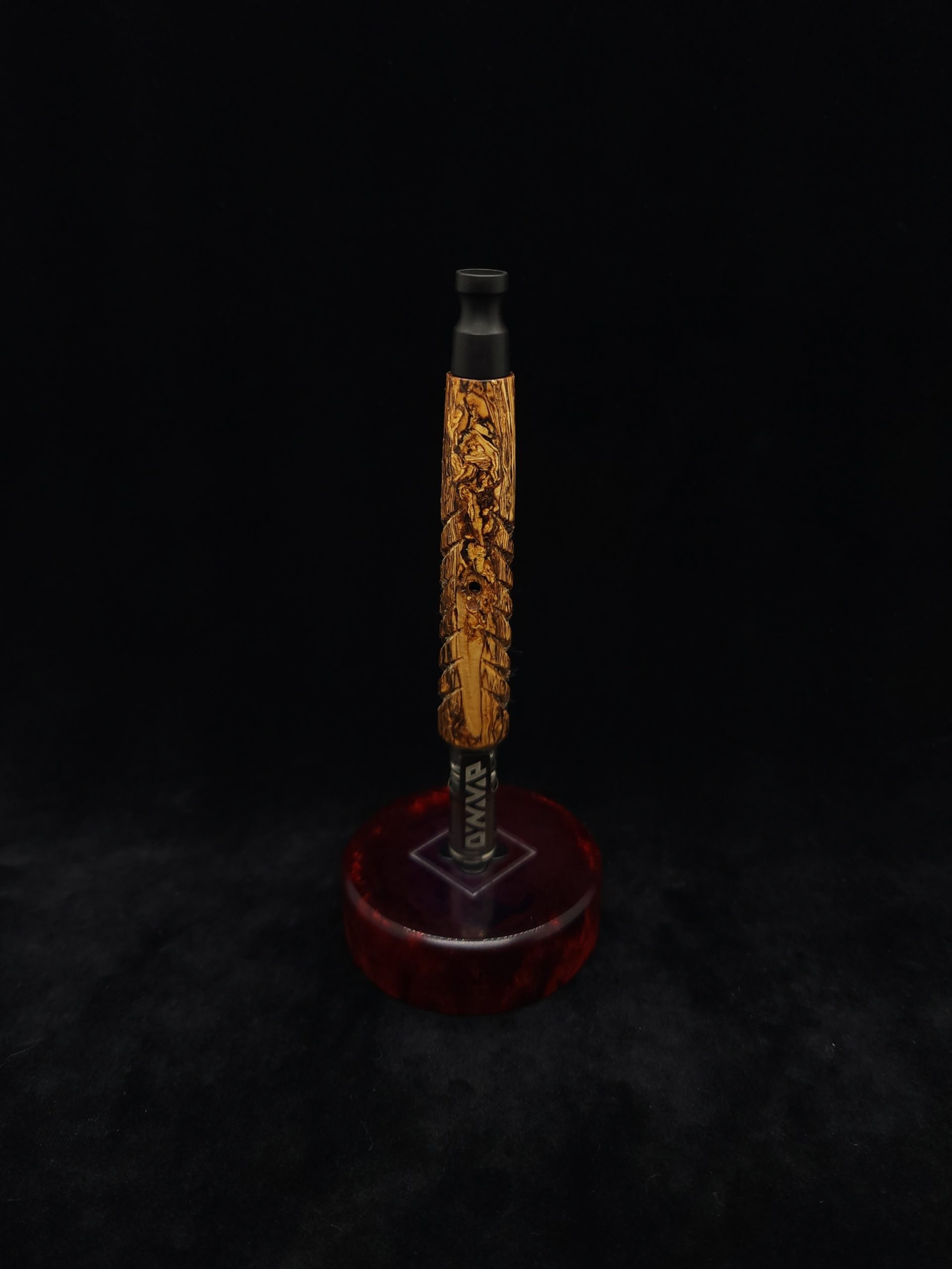 This image portrays Reaper XL Dynavap Stem + Hemp Wood + Ebony Mouthpiece by Dovetail Woodwork.