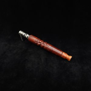 This image portrays Downward Spiral XL-Red Malle Burl + Mouthpiece-Dynavap Stem by Dovetail Woodwork.