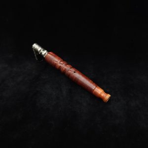 This image portrays Downward Spiral XL-Red Malle Burl + Mouthpiece-Dynavap Stem by Dovetail Woodwork.