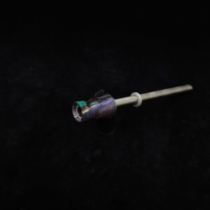 This image portrays Dynavap Spinning Mouthpiece-Spalted Tamarind Wood-Purple/Black/Teal by Dovetail Woodwork.