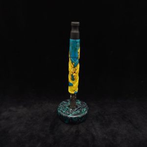 This image portrays DynaPuck-Cosmic Series-Luminescent-Dynavap Stem Display by Dovetail Woodwork.