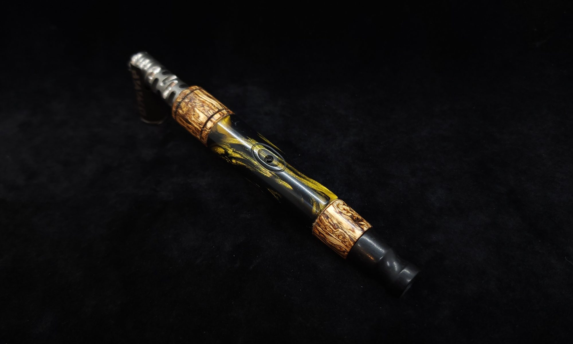 This image portrays Straight Tapered Designed XL Dynavap Stem-Hemp Wood Hybrid + M.P. by Dovetail Woodwork.