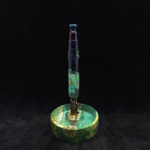 This image portrays Straight Taper Cosmic Galaxy XL Dynavap Stem+Matching M.P. by Dovetail Woodwork.
