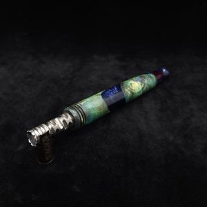 This image portrays Straight Taper Cosmic Galaxy XL Dynavap Stem+Matching M.P. by Dovetail Woodwork.