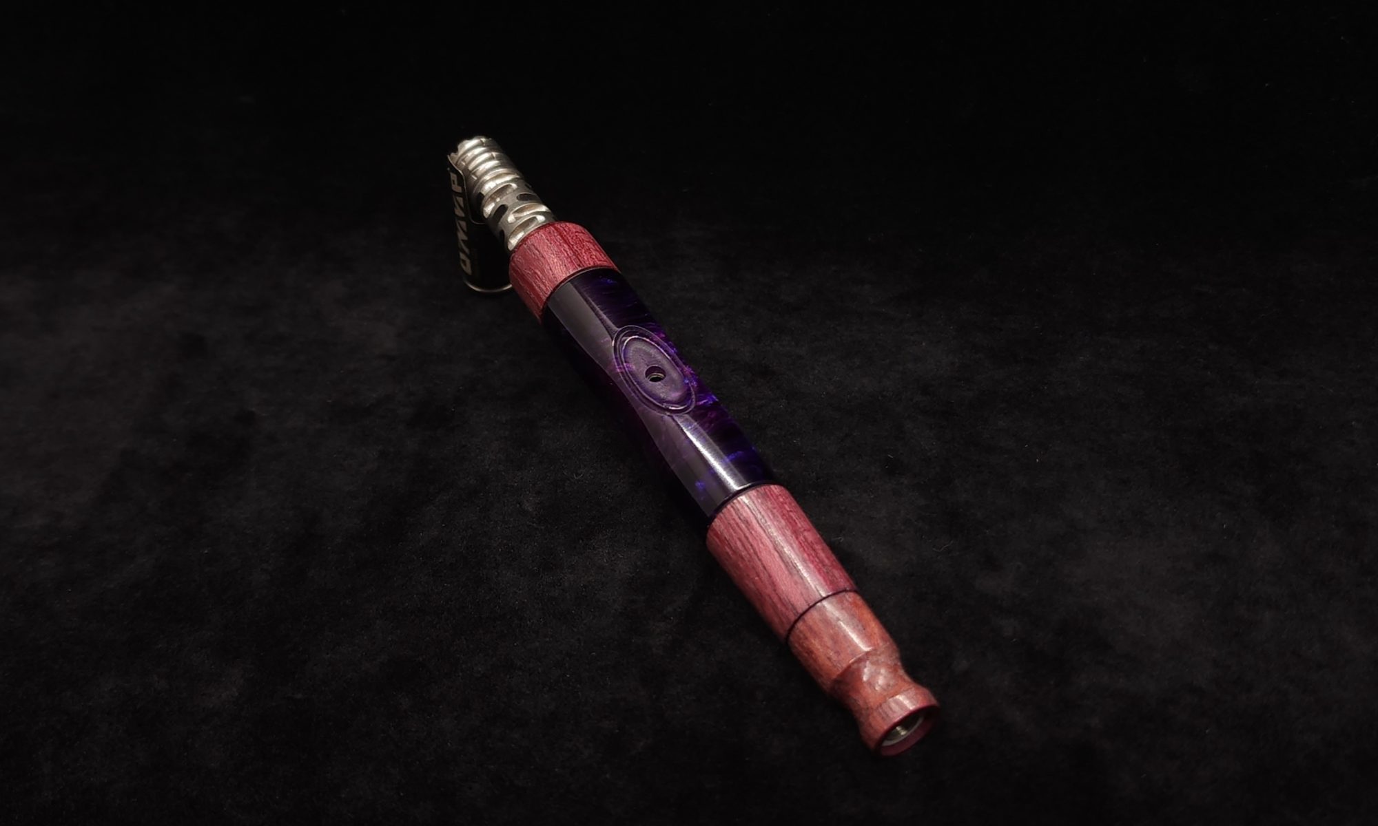 This image portrays Straight Tapered Dynavap XL Hybrid Stem + Matching Mouthpiece by Dovetail Woodwork.