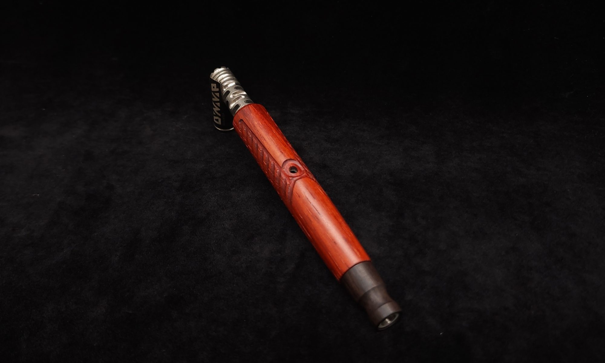 This image portrays Diagonal Slant Dynavap XL Stem + Matched Mouthpiece by Dovetail Woodwork.