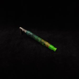 This image portrays Diagonal Slant Dynavap XL Luminescent Hybrid Burl Stem + 2 Mouthpieces by Dovetail Woodwork.