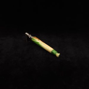 This image portrays Taper Gripped Dynavap Green Color Fade Stem + Matched Mouthpiece by Dovetail Woodwork.