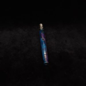 This image portrays Straight Taper Blurple Dynavap XL Hybrid Stem + Matched Mouthpiece by Dovetail Woodwork.