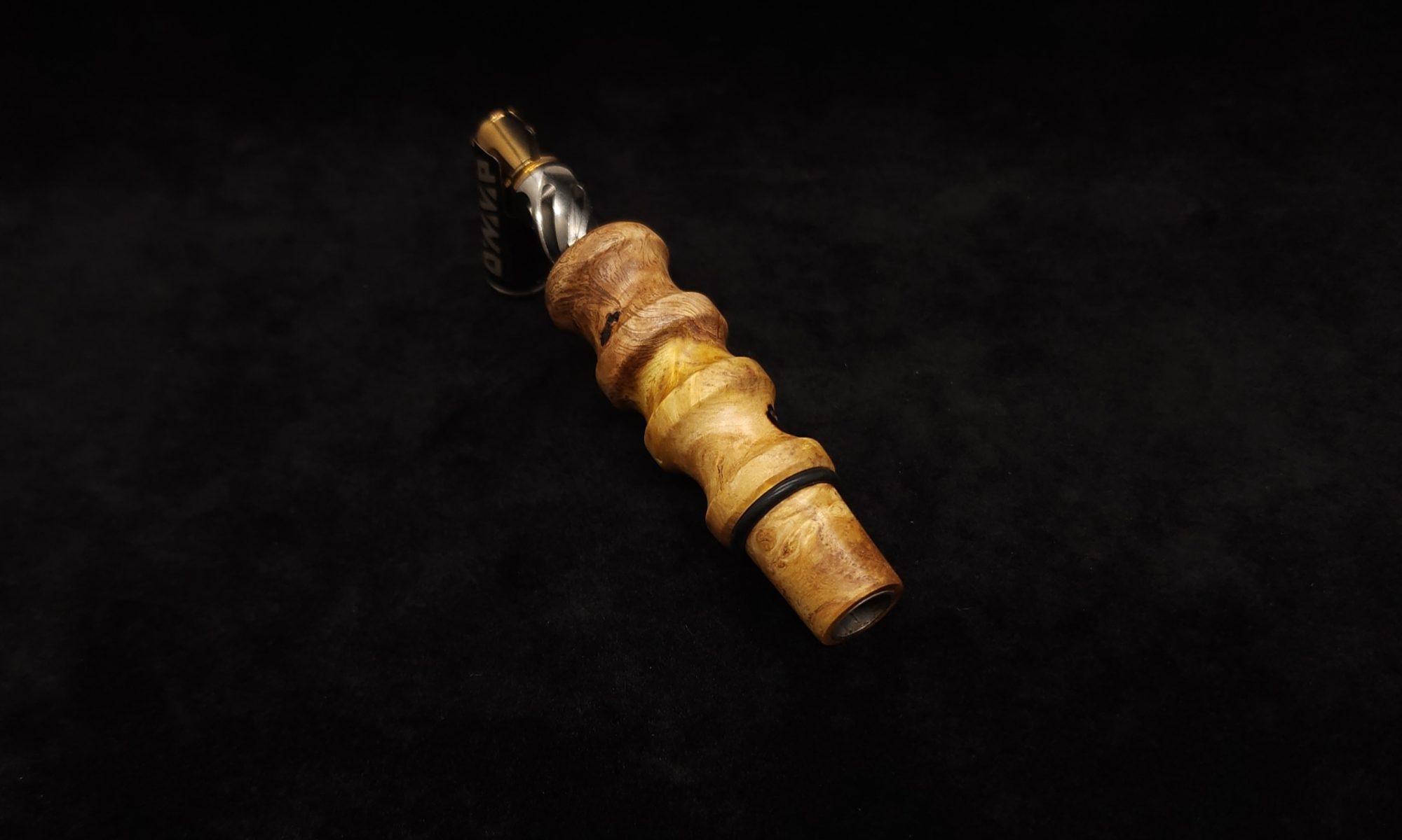 This image portrays Dynavap 14mm WPA Stem-S.S. Metal Core-Amboyna Burl-NEW! by Dovetail Woodwork.