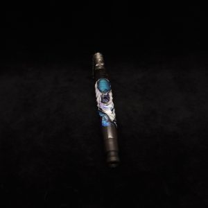 This image portrays Fractured Dynavap XL Hybrid Luminescent Stem + Matched Mouthpiece by Dovetail Woodwork.