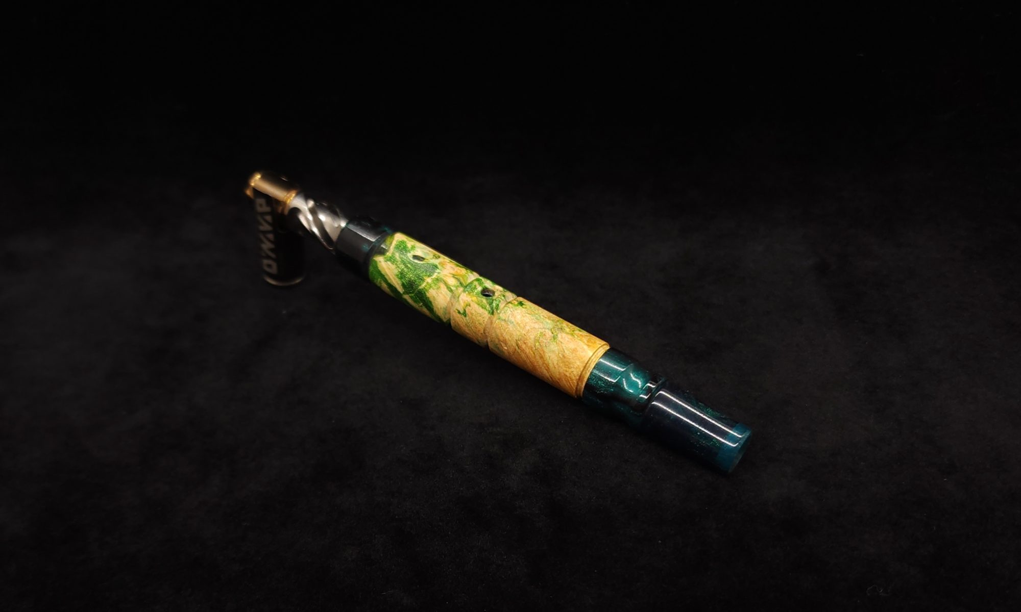 This image portrays Attenuated Dynavap XL Hybrid Burl Stem + Mouthpiece by Dovetail Woodwork.