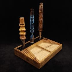 This image portrays DynaTray-Dynavap Stem Display Holder/Sorting Tray-Black Limba by Dovetail Woodwork.