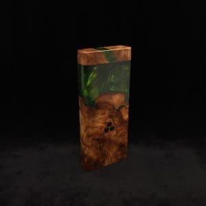 This image portrays Dynavap Device/Material Storage Case-High Class Burl (XL) Hybrid by Dovetail Woodwork.