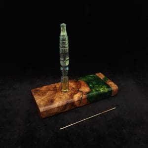 This image portrays Dynavap Device/Material Storage Case-High Class Burl (XL) Hybrid by Dovetail Woodwork.