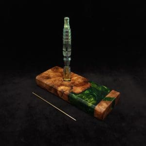 This image portrays Dynavap Device/Material Storage Case-High Class Burl (XL) Hybrid by Dovetail Woodwork.