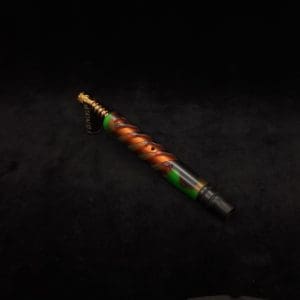 This image portrays Double Helix Dynavap XL Stem + High Class Ebony M.P.- Luminescent Halloween Special!-NEW by Dovetail Woodwork.