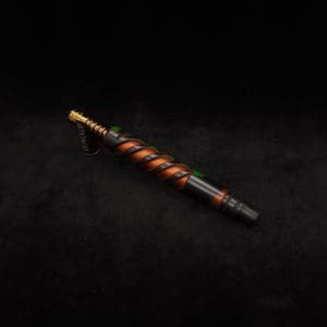 This image portrays Double Helix Dynavap XL Stem + High Class Ebony M.P.- Luminescent Halloween Special!-NEW by Dovetail Woodwork.