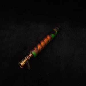 This image portrays Double Helix Dynavap XL Stem + High Class Ebony M.P.- Luminescent Halloween Special!-NEW by Dovetail Woodwork.