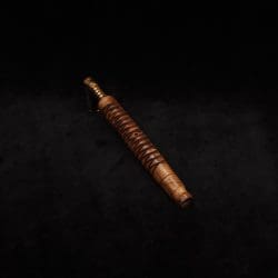 This image portrays 3D Spiral Weave XL-Dynavap (Black Walnut Burl) Stem + Book-Matched M.P. - New! by Dovetail Woodwork.