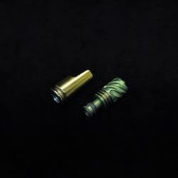 This image portrays HyperDyn Tip & Cap Kit-Anodized Emerald Green/Gold) NEW! by Dovetail Woodwork.