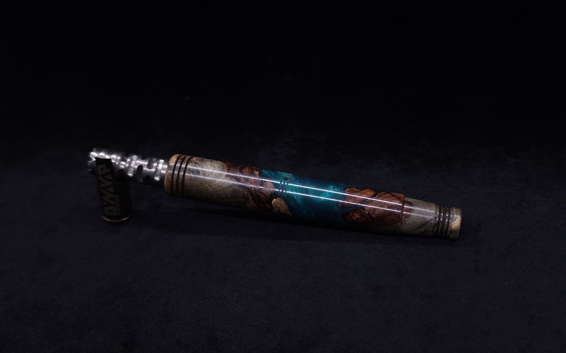 This image portrays Straight Taper Dynavap XL Burl Hybrid Stem + Book-Matched M.P. - NEW! by Dovetail Woodwork.