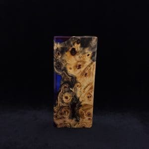 This image portrays Dynavap Device/Material Storage Case-Buckeye Burl Hybrid (XL) by Dovetail Woodwork.