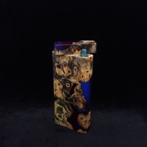 This image portrays Dynavap Device/Material Storage Case-Buckeye Burl Hybrid (XL) by Dovetail Woodwork.