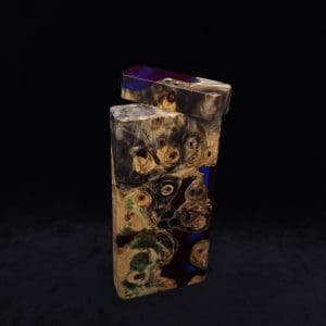 This image portrays Dynavap Device/Material Storage Case-Buckeye Burl Hybrid (XL) by Dovetail Woodwork.