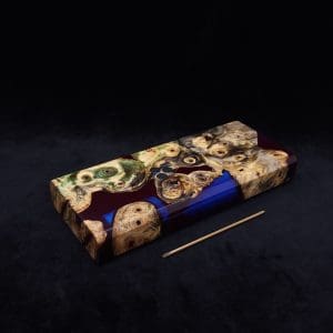 This image portrays Dynavap Device/Material Storage Case-Buckeye Burl Hybrid (XL) by Dovetail Woodwork.