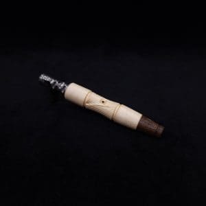 This image portrays Tri-Axial (Standard) Burl Dynavap Stem + Matched M.P. - NEW DESIGN! by Dovetail Woodwork.