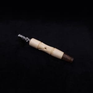This image portrays Tri-Axial (Standard) Burl Dynavap Stem + Matched M.P. - NEW DESIGN! by Dovetail Woodwork.