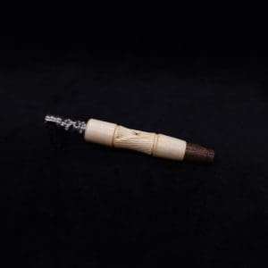 This image portrays Tri-Axial (Standard) Burl Dynavap Stem + Matched M.P. - NEW DESIGN! by Dovetail Woodwork.