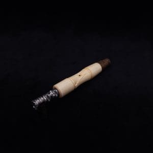 This image portrays Tri-Axial (Standard) Burl Dynavap Stem + Matched M.P. - NEW DESIGN! by Dovetail Woodwork.