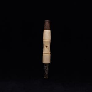 This image portrays Tri-Axial (Standard) Burl Dynavap Stem + Matched M.P. - NEW DESIGN! by Dovetail Woodwork.
