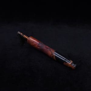This image portrays Tri-Axial XL Burl Hybrid Dynavap Stem + Book-Matched M.P. - NEW DESIGN! by Dovetail Woodwork.