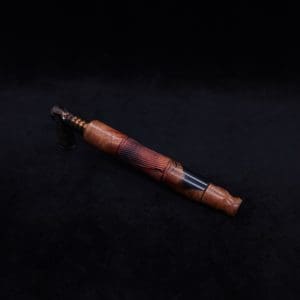 This image portrays Tri-Axial XL Burl Hybrid Dynavap Stem + Book-Matched M.P. - NEW DESIGN! by Dovetail Woodwork.