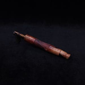 This image portrays Tri-Axial XL Burl Hybrid Dynavap Stem + Book-Matched M.P. - NEW DESIGN! by Dovetail Woodwork.