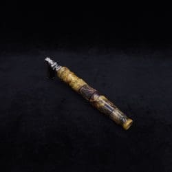 This image portrays Spiraled Hourglass XL Burl Hybrid Dynavap Stem + Book-Matched M.P. - NEW! by Dovetail Woodwork.