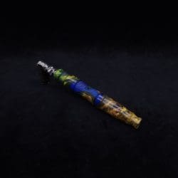 This image portrays Spiraled Hourglass XL Burl Hybrid Luminescent Dynavap Stem + Book-Matched M.P. - NEW! by Dovetail Woodwork.