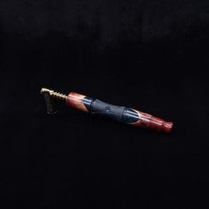 This image portrays Tri-Axial XL Manzanita Burl Hybrid Dynavap Stem + Book-Matched M.P. - NEW DESIGN! by Dovetail Woodwork.