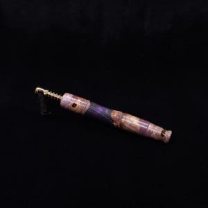 This image portrays Tri-Axial XL Buckeye Burl Hybrid Dynavap Stem + Book-Matched M.P. - NEW DESIGN! by Dovetail Woodwork.