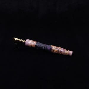 This image portrays Tri-Axial XL Buckeye Burl Hybrid Dynavap Stem + Book-Matched M.P. - NEW DESIGN! by Dovetail Woodwork.