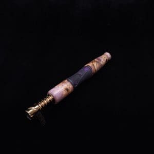 This image portrays Tri-Axial XL Buckeye Burl Hybrid Dynavap Stem + Book-Matched M.P. - NEW DESIGN! by Dovetail Woodwork.