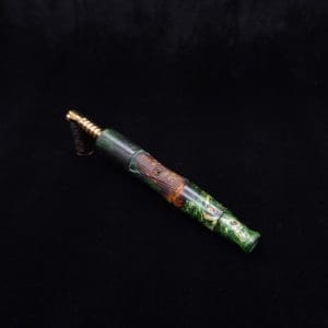 This image portrays Tri-Axial XL Burl Hybrid Dynavap Stem + Book-Matched M.P. - NEW DESIGN! by Dovetail Woodwork.